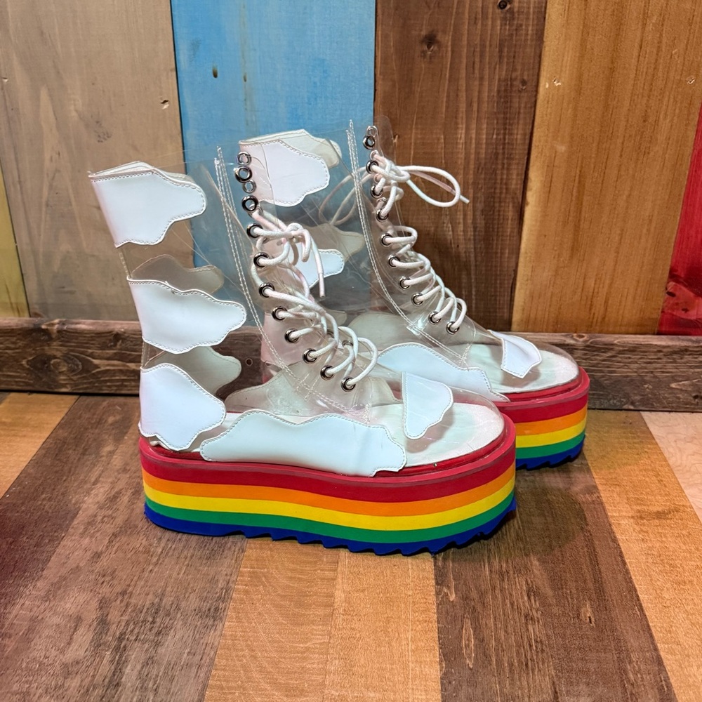 Dolls Kill Transparent Rainbow Platform Boots - image 2